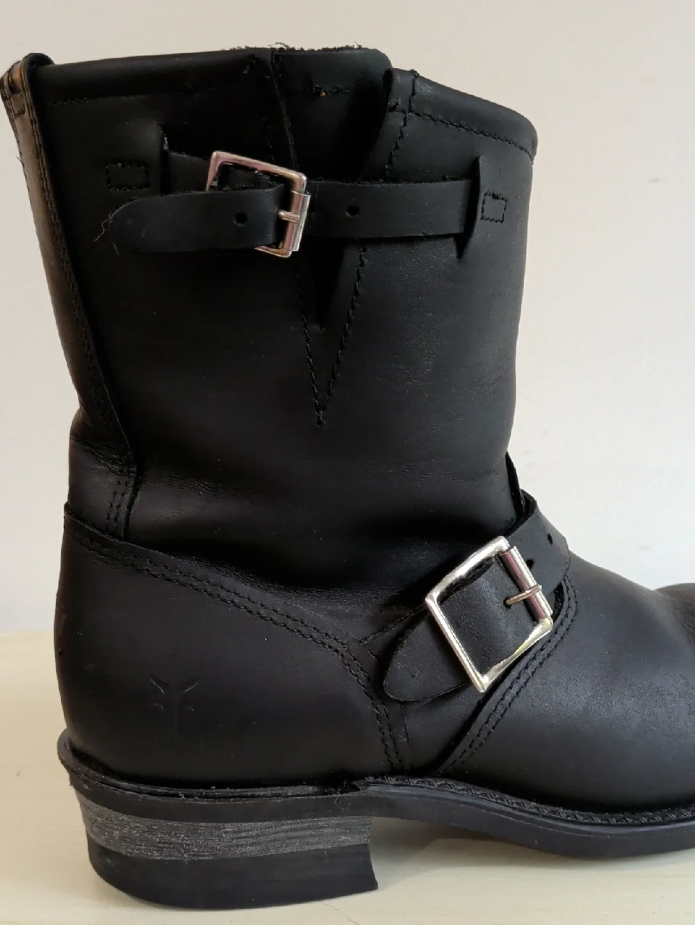 Frye Black Leather Moto Boots With Silver Buckles Size 9 Women's - Picture 7 of 12